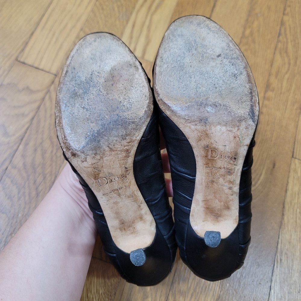 VTG Christian Dior Ruched Leather Pumps - Picture 13 of 15